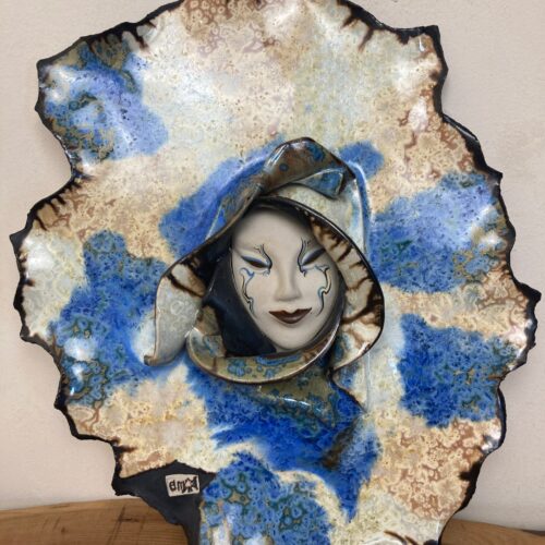 Stylish Vintage Porcelain Plaque, Masquerade Carnival Wall Art
