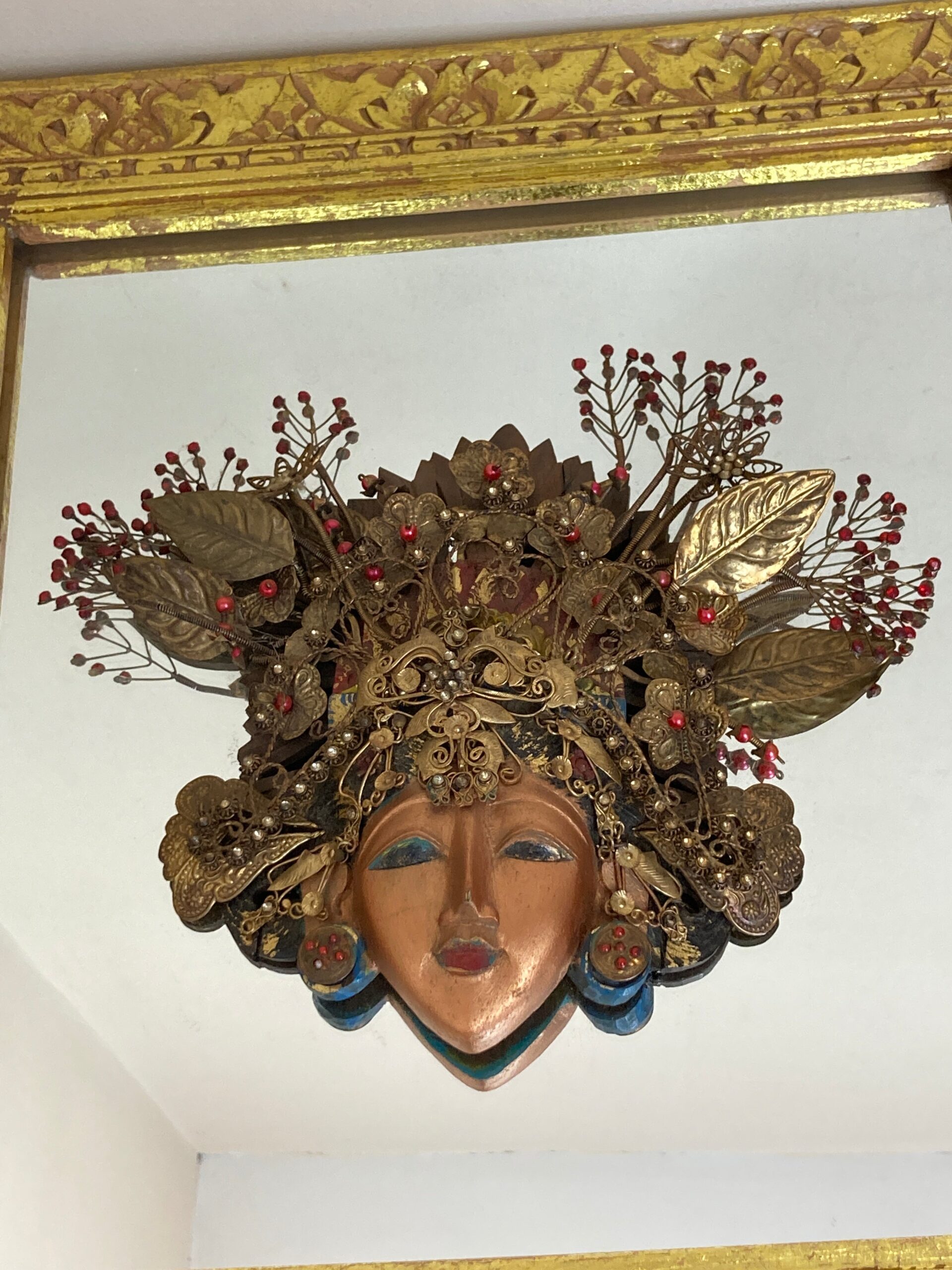 Wonderful Vintage Asia Mirror Religious Goddess Wall Art Piece