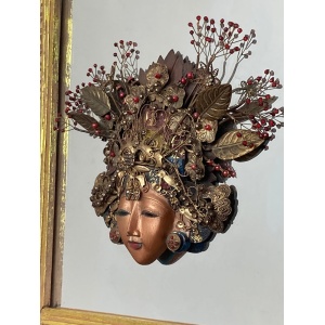 Wonderful Vintage Asia Mirror Religious Goddess Wall Art Piece