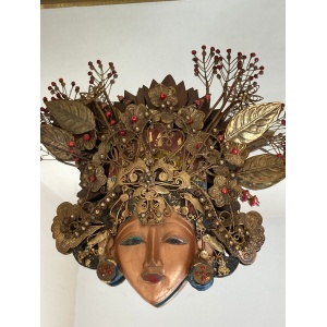Wonderful Vintage Asia Mirror Religious Goddess Wall Art Piece