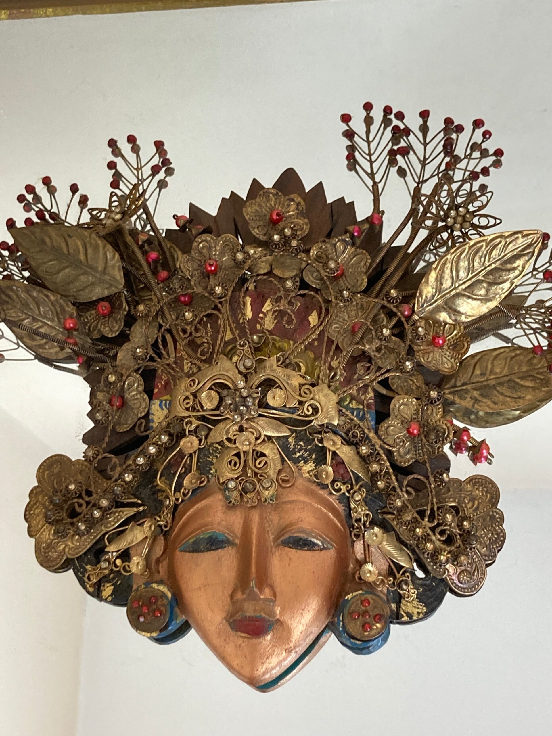 Wonderful Vintage Asia Mirror Religious Goddess Wall Art Piece
