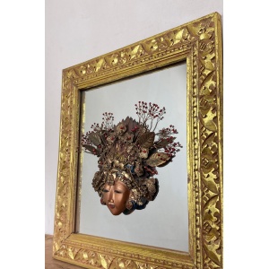 Wonderful Vintage Asia Mirror Religious Goddess Wall Art Piece
