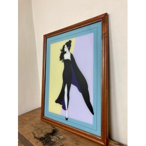 Lovely Vintage Art Deco Lady Diva Acrylic Mirror Picture