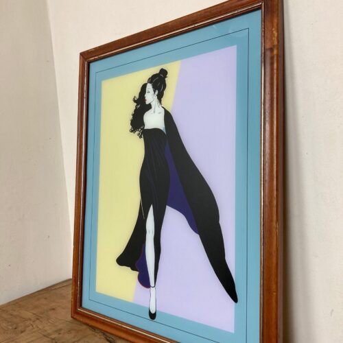 Lovely Vintage Art Deco Lady Diva Acrylic Mirror Picture