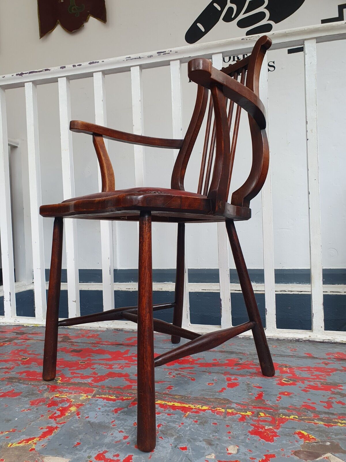 Late 19th Century Lyre Back Library Chair In Mahogany & Leather. Antique/Vintage