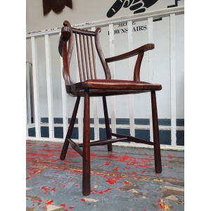 Late 19th Century Lyre Back Library Chair In Mahogany & Leather. Antique/Vintage