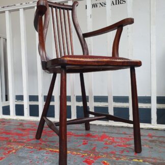 Late 19th Century Lyre Back Library Chair In Mahogany & Leather. Antique/Vintage