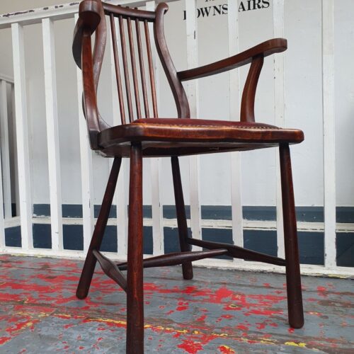 Late 19th Century Lyre Back Library Chair In Mahogany & Leather. Antique/Vintage
