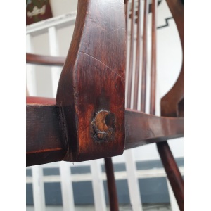 Late 19th Century Lyre Back Library Chair In Mahogany & Leather. Antique/Vintage