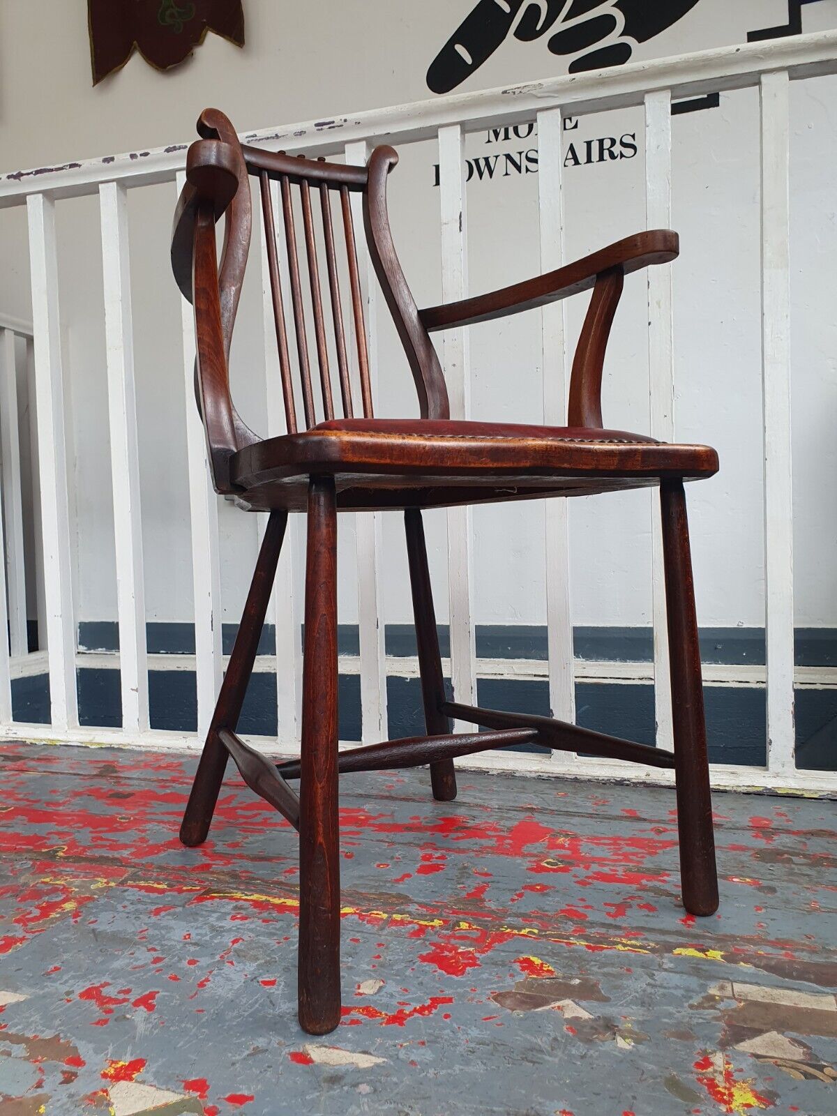 Late 19th Century Lyre Back Library Chair In Mahogany & Leather. Antique/Vintage