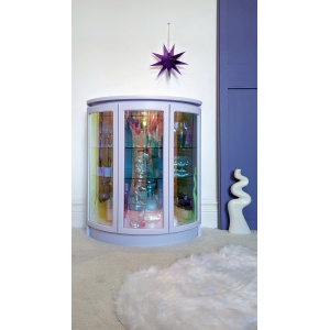 Luna | Lilac drinks cabinet with iridescent curved glass