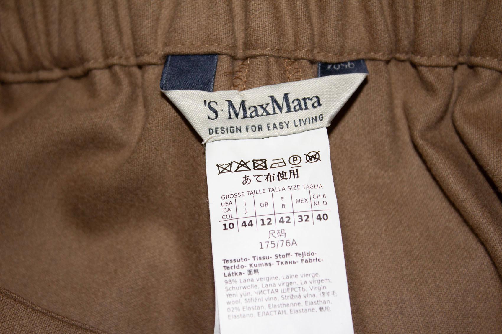 Max Mara Caramel Colour Easy Living Wool Trousers / Pants