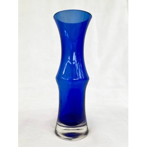 Mid century cobalt blue Riihimaki Riihimaen Lasy Oy Glass Vase 1970