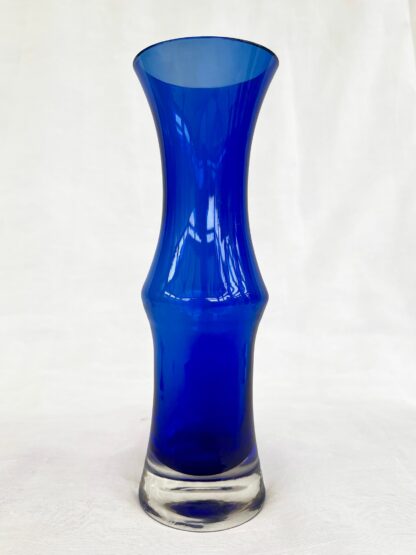 Mid century cobalt blue Riihimaki Riihimaen Lasy Oy Glass Vase 1970 - Image 3