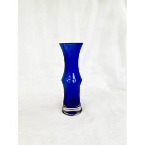 Mid century cobalt blue Riihimaki Riihimaen Lasy Oy Glass Vase 1970