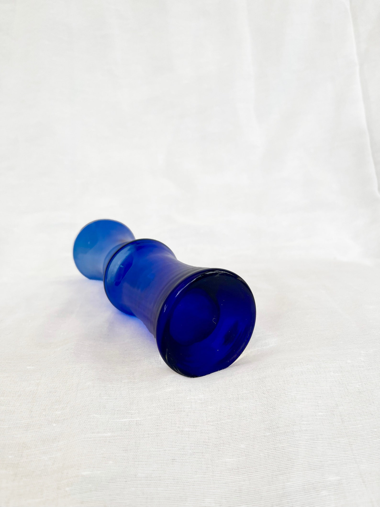 Mid century cobalt blue Riihimaki Riihimaen Lasy Oy Glass Vase 1970