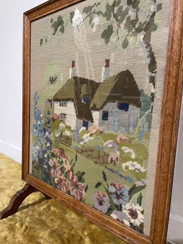Oak Framed Tapestry Fire Screen