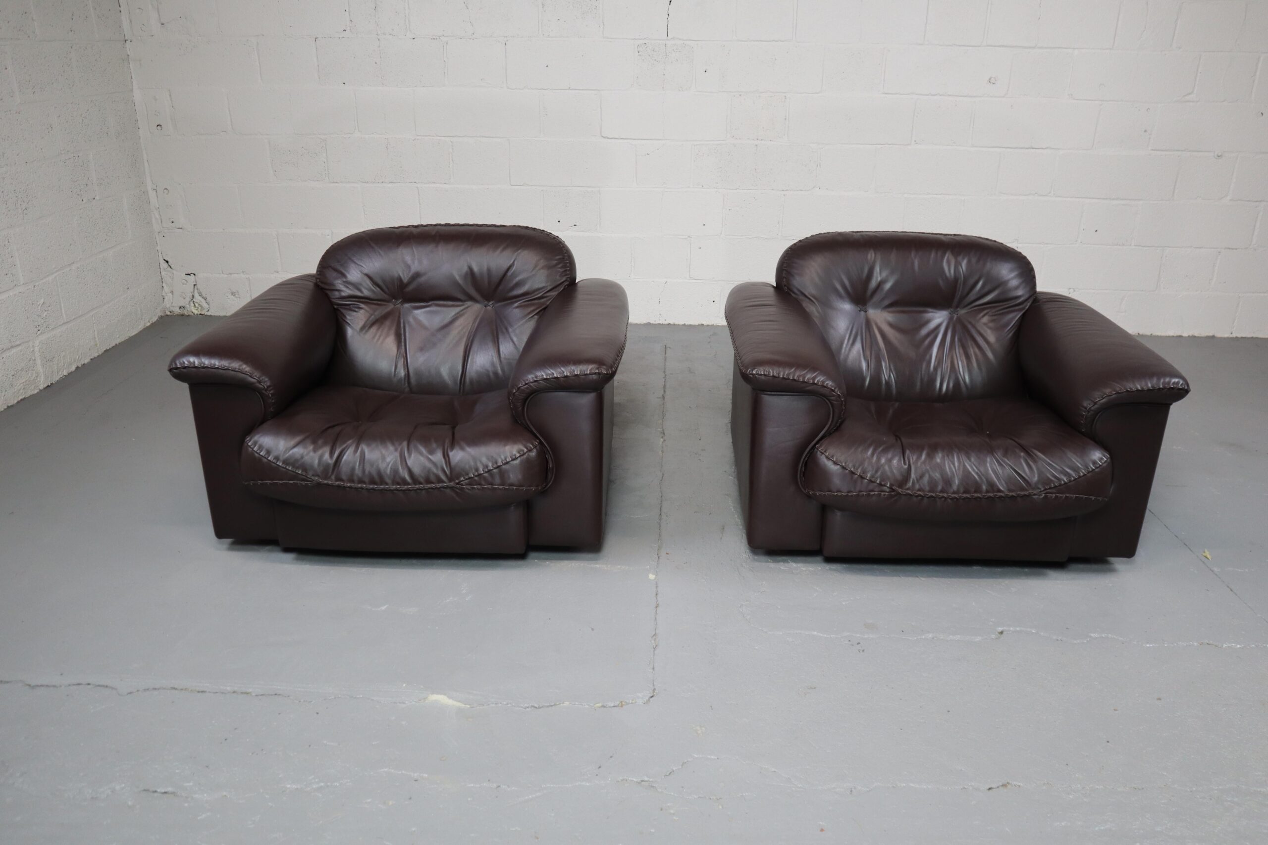 Pair of De Sede DS-101 leather lounge chairs