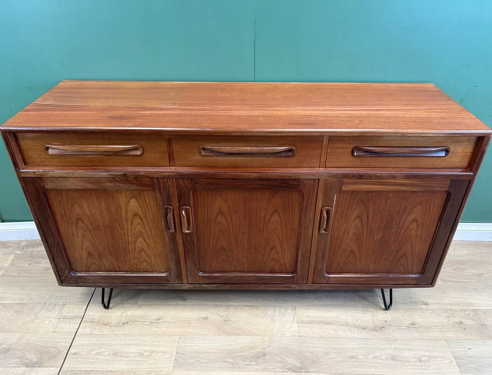 Mid Century Teak G Plan Sideboard On Hairpin Legs