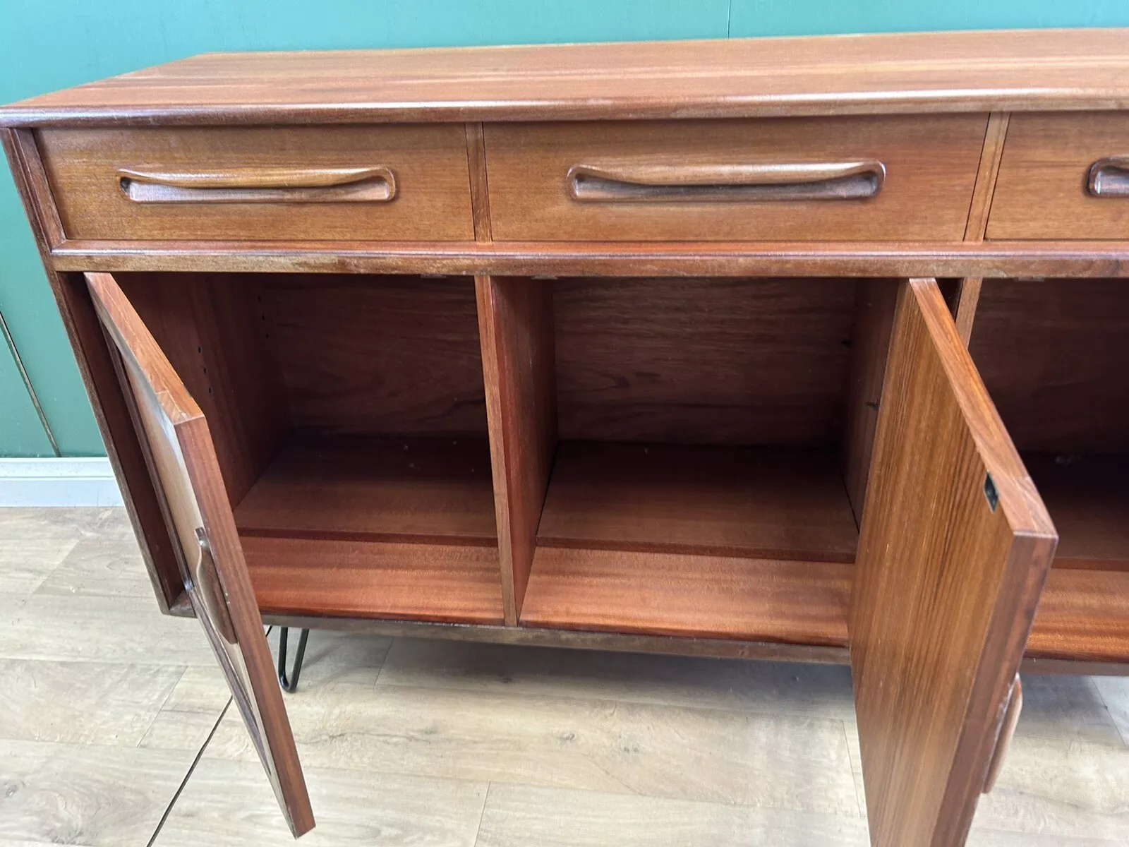 Mid Century Teak G Plan Sideboard On Hairpin Legs