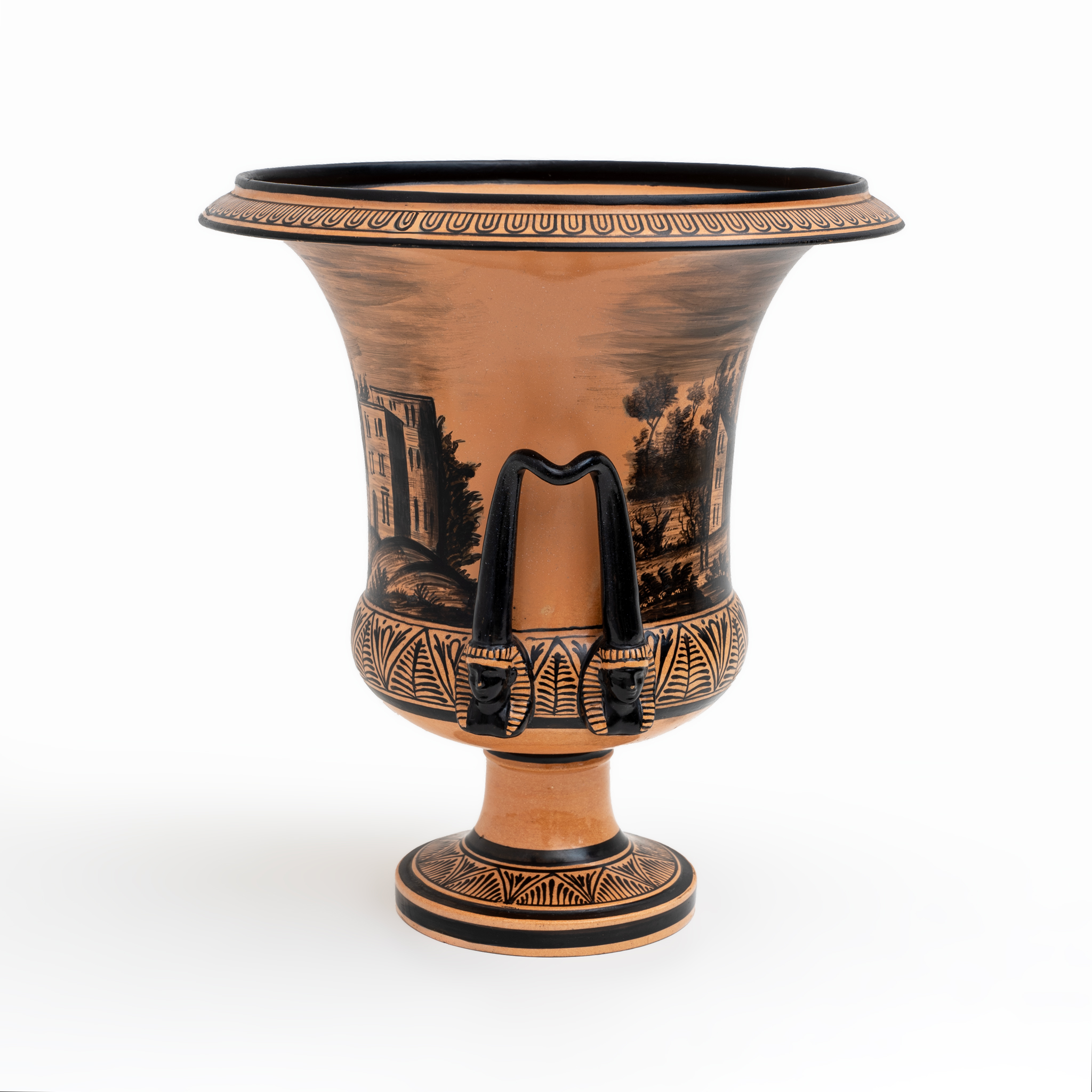 Giustiniani Manufacture Mid-19th Century Earthenware Crater Vase, Naples
