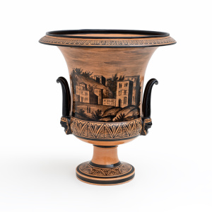 Giustiniani Manufacture Mid-19th Century Earthenware Crater Vase, Naples