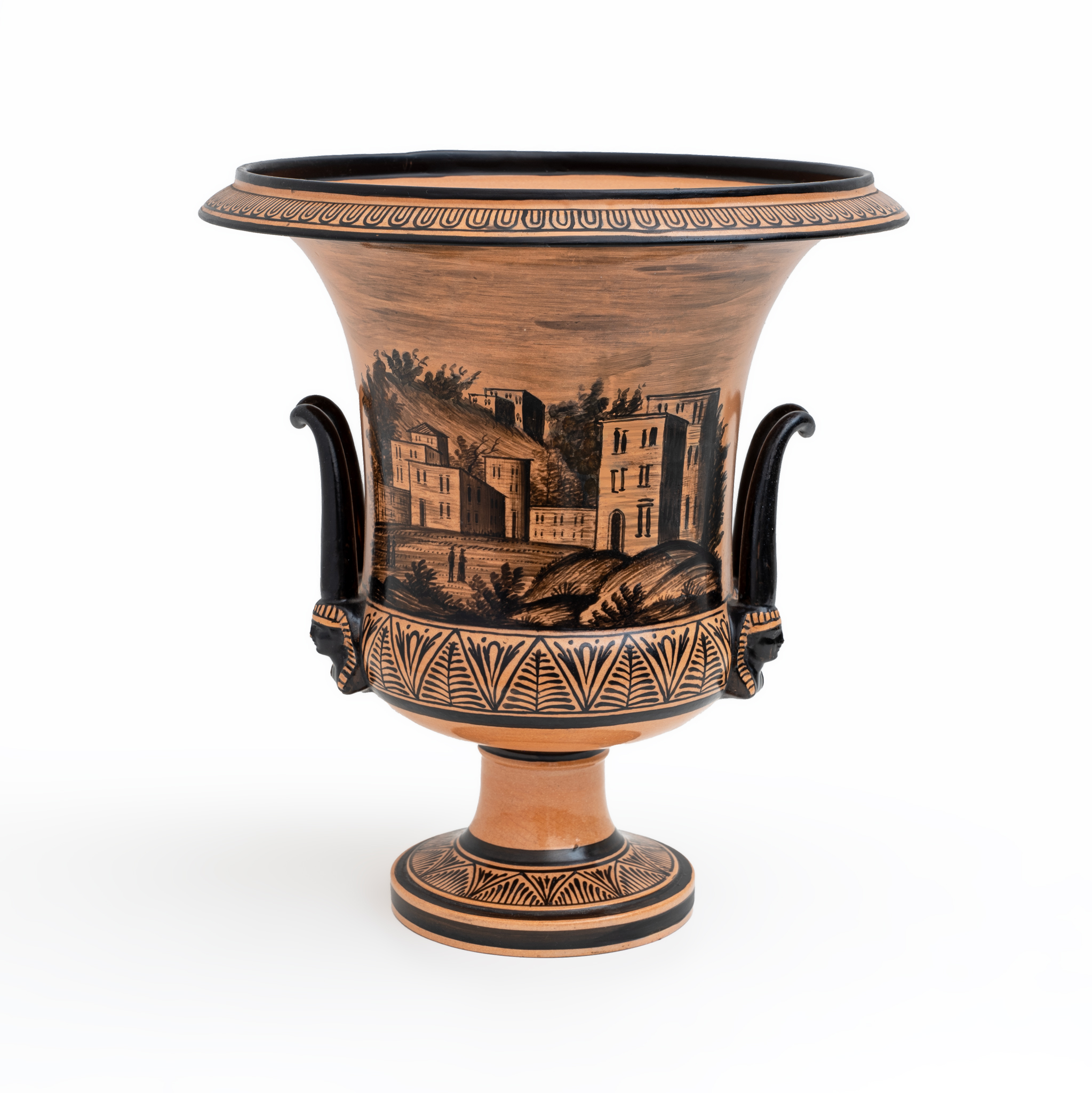 Giustiniani Manufacture Mid-19th Century Earthenware Crater Vase, Naples