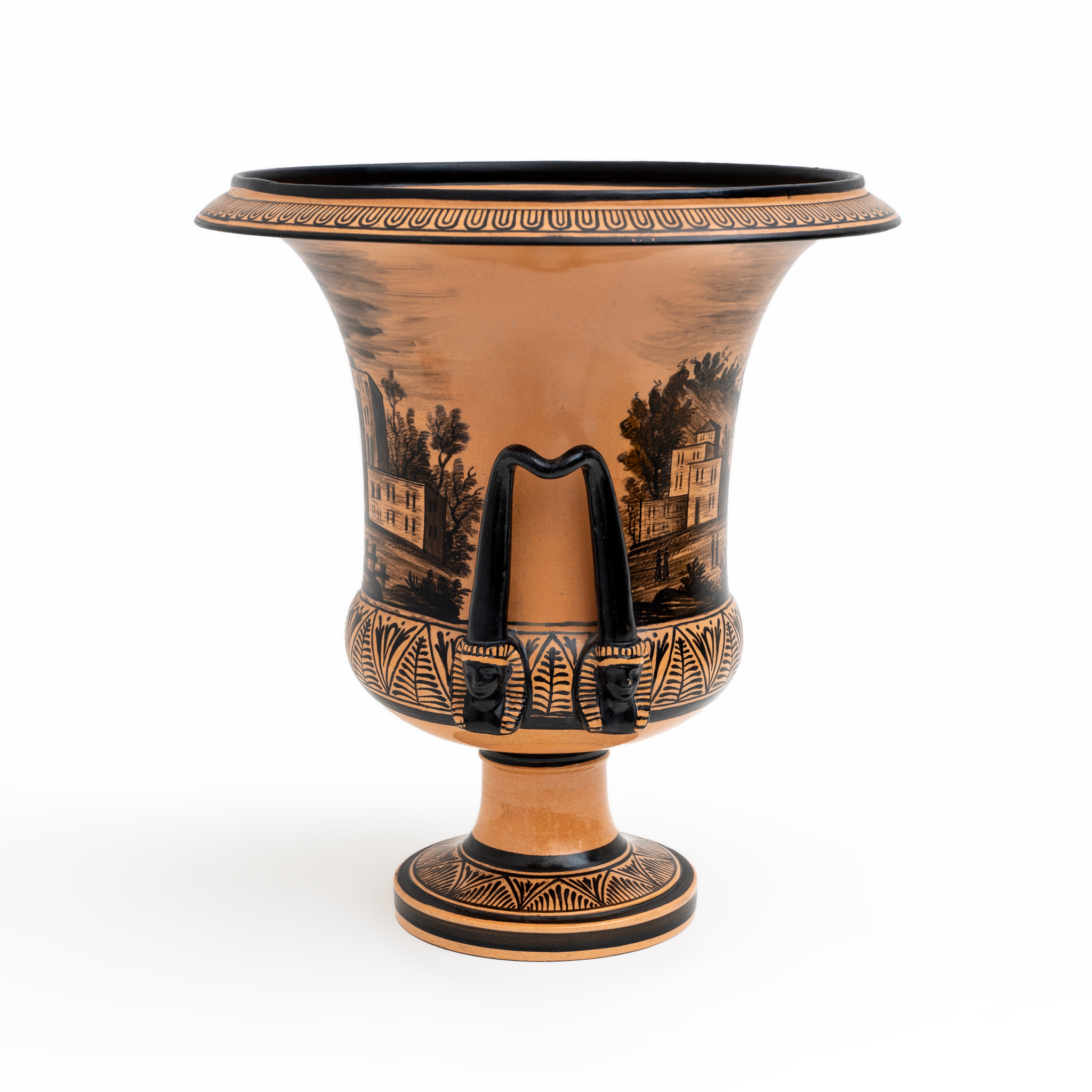 Giustiniani Manufacture Mid-19th Century Earthenware Crater Vase, Naples