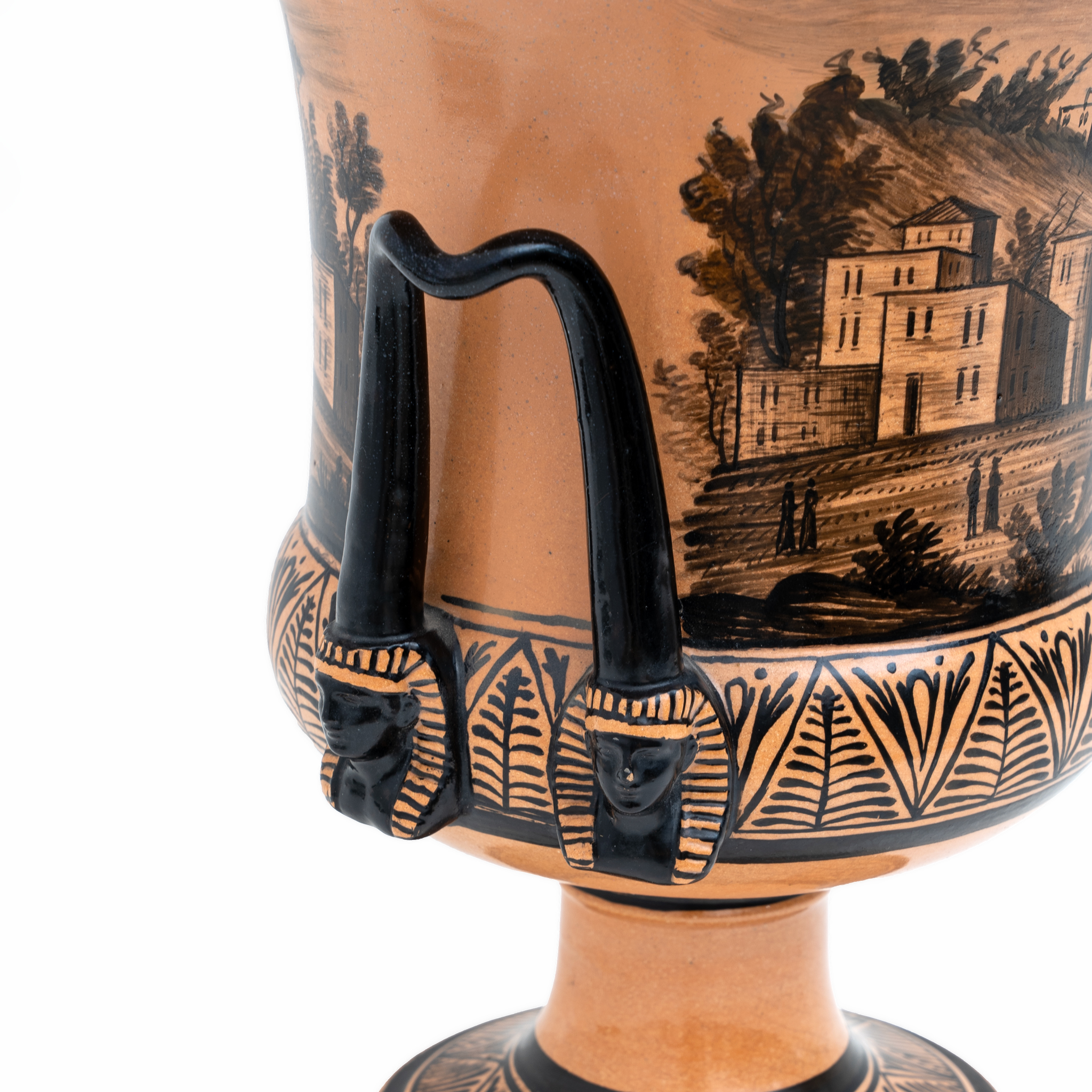 Giustiniani Manufacture Mid-19th Century Earthenware Crater Vase, Naples