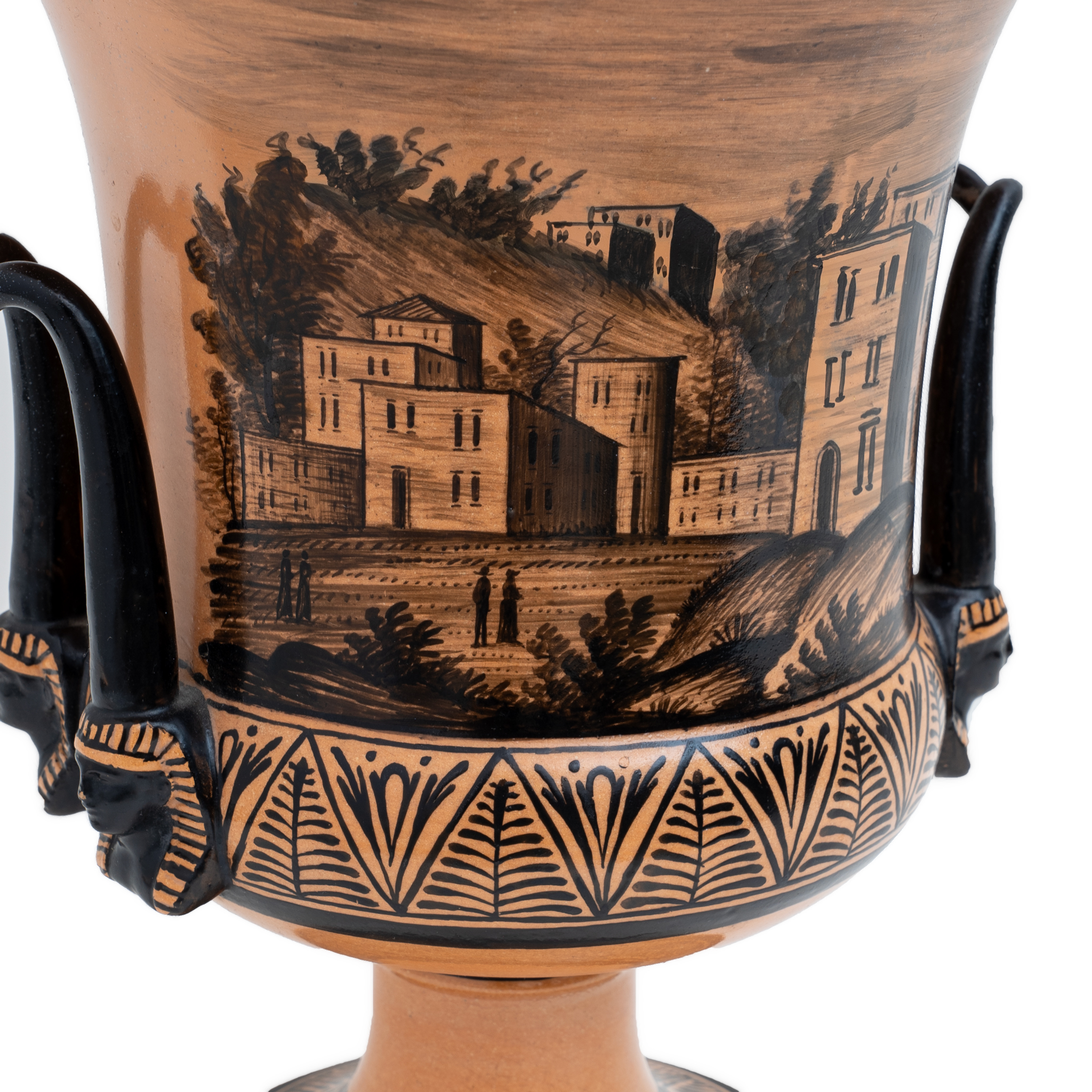 Giustiniani Manufacture Mid-19th Century Earthenware Crater Vase, Naples