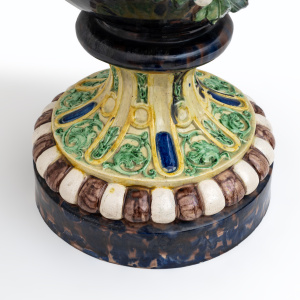 Large 19th century French Majolica Renaissance Palissy Vase with Mistletoe, 1880