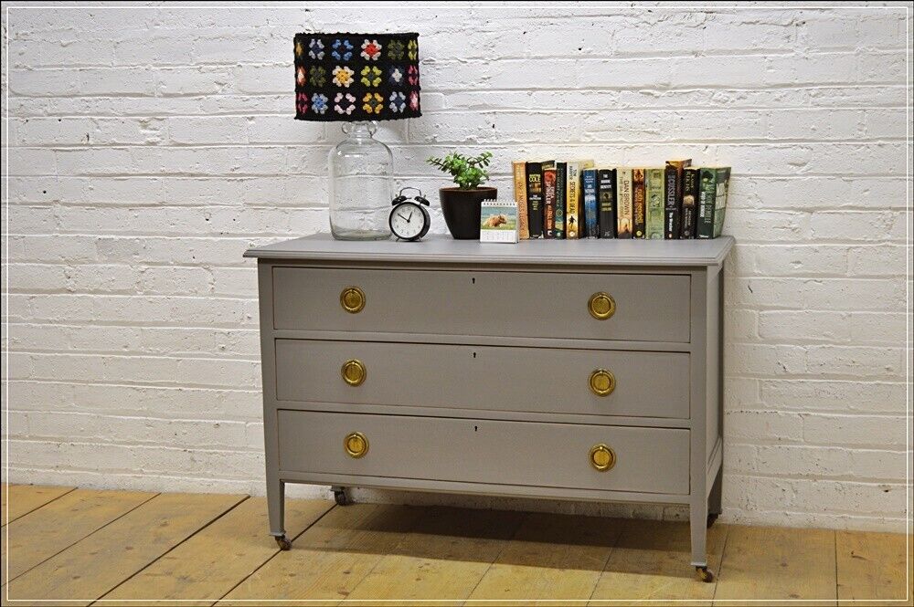 vintage chest of drawers on castors greyish retro wash stand DELIVERY