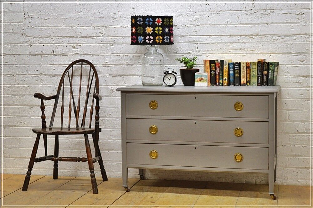 vintage chest of drawers on castors greyish retro wash stand DELIVERY