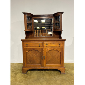 Vintage Golden Oak Mirror Back Sideboard