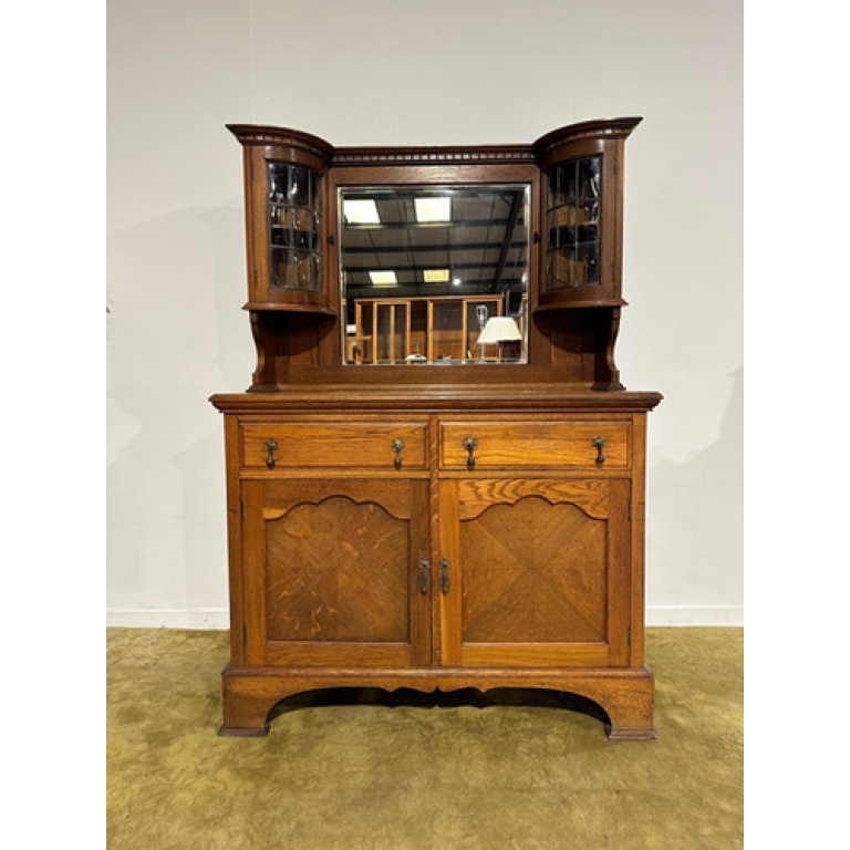Vintage Golden Oak Mirror Back Sideboard