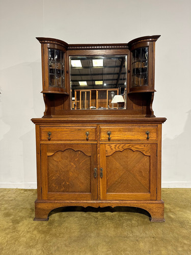 Vintage Golden Oak Mirror Back Sideboard