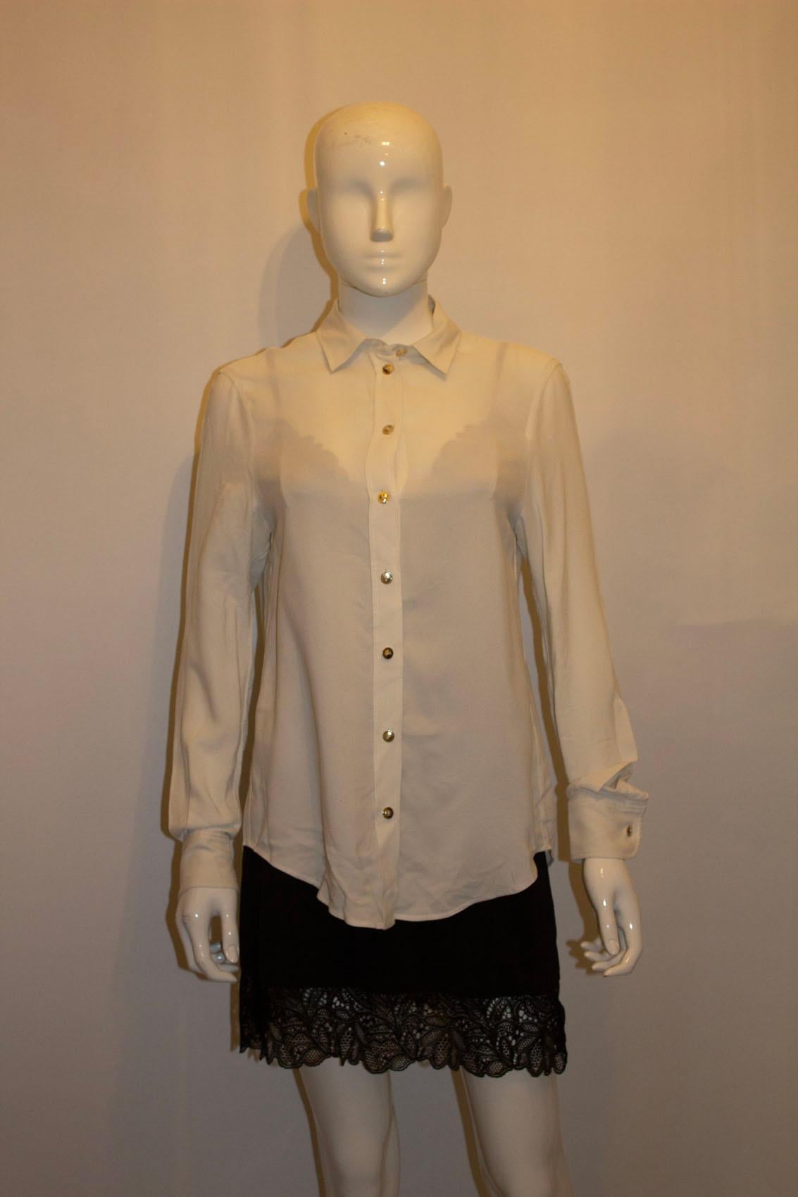 Vintage Joseph White Ribbed Silk Shirt