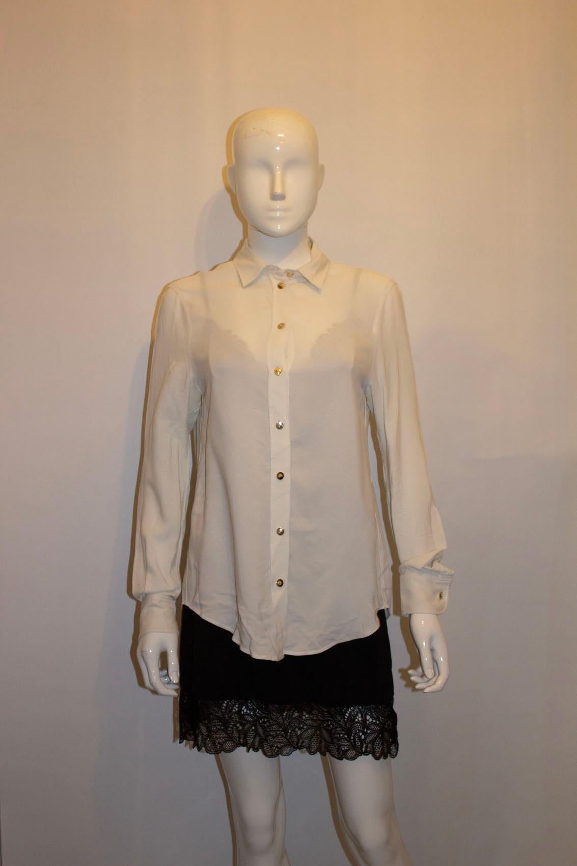 Vintage Joseph White Ribbed Silk Shirt