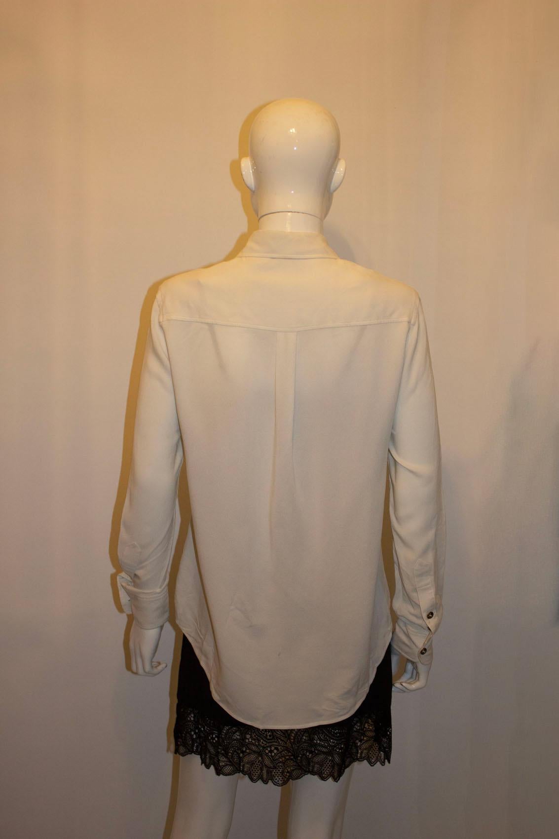 Vintage Joseph White Ribbed Silk Shirt