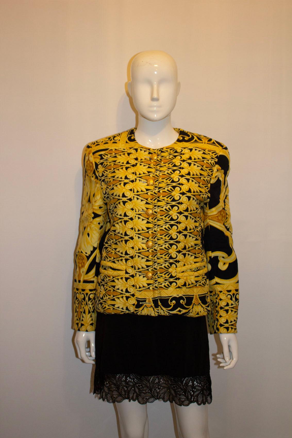 Vintage Mondi , Yellow and Black Versace style Jacket