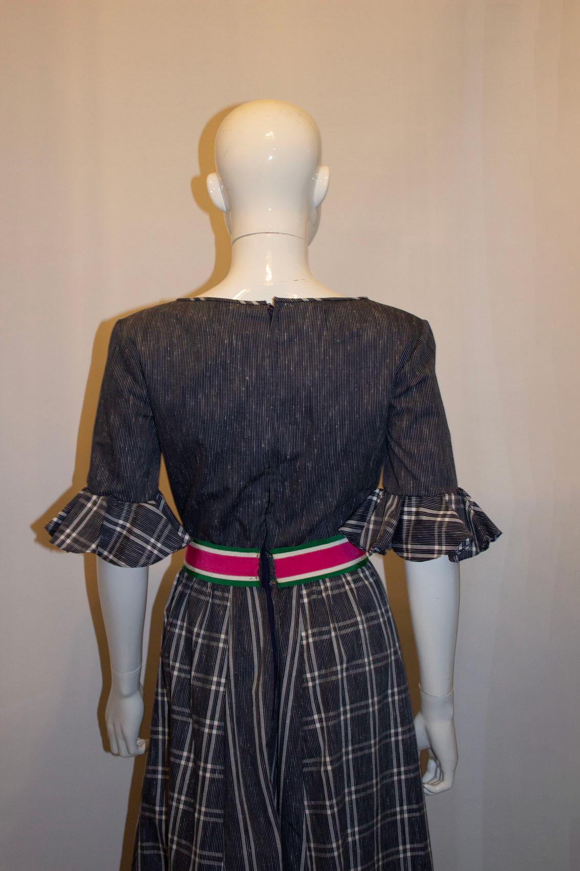 Vintage Netti Vogue Blue Stripe Summer Gown