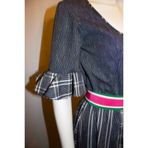 Vintage Netti Vogue Blue Stripe Summer Gown
