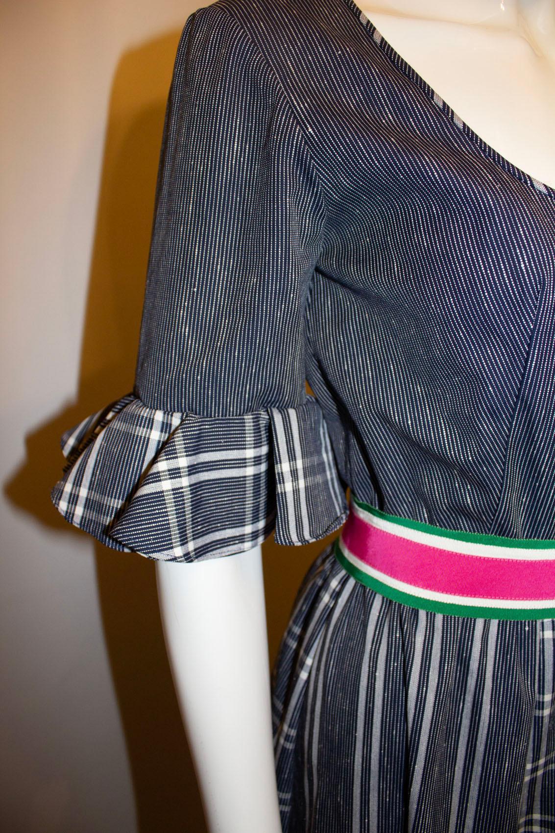 Vintage Netti Vogue Blue Stripe Summer Gown