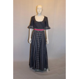 Vintage Netti Vogue Blue Stripe Summer Gown