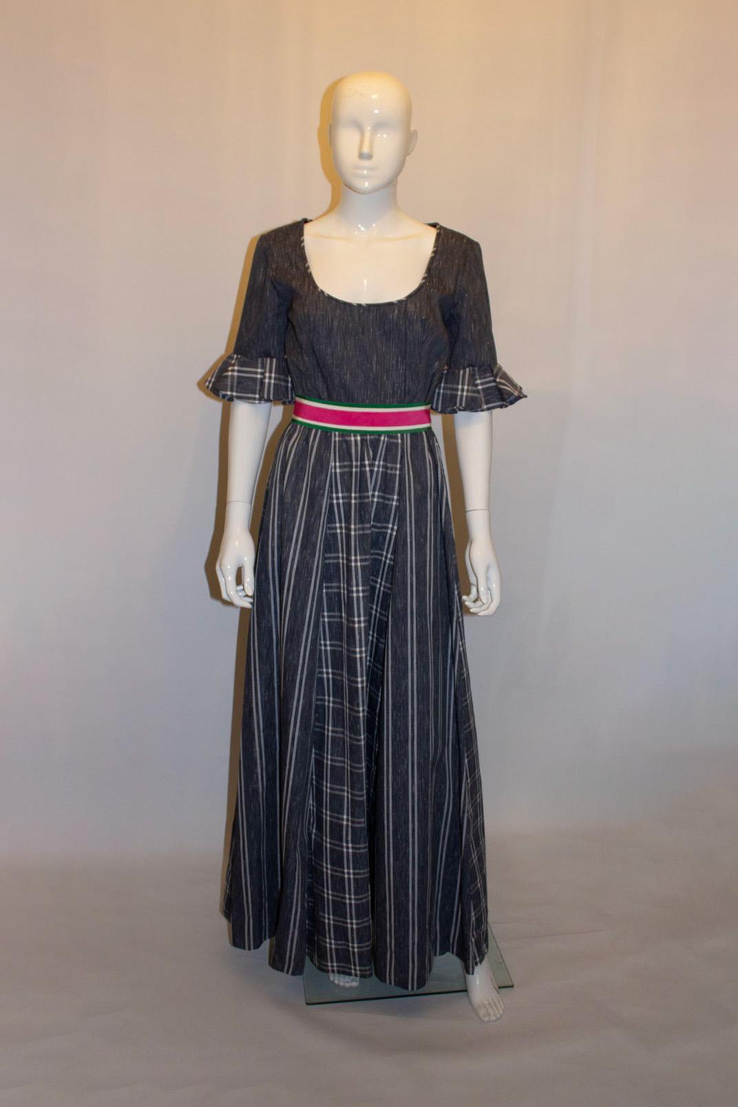 Vintage Netti Vogue Blue Stripe Summer Gown