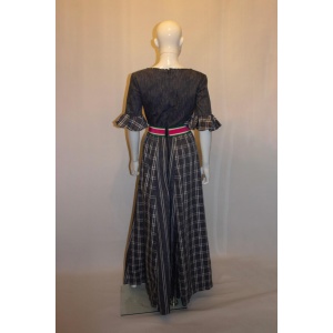Vintage Netti Vogue Blue Stripe Summer Gown