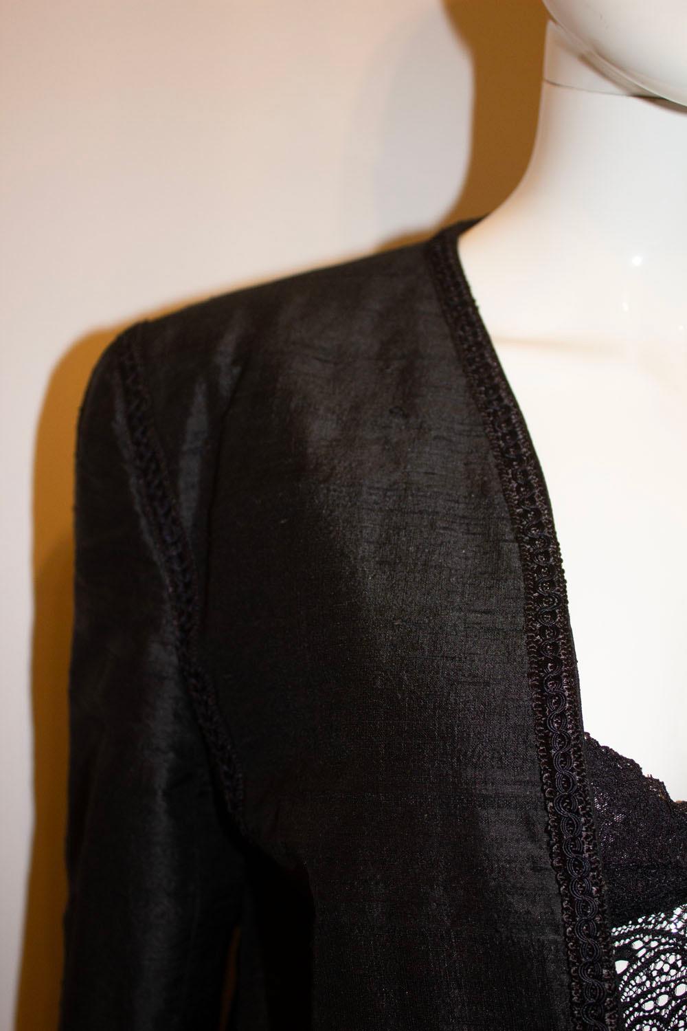 Vintage Vogue Paris Original Black Silk Evening Jacket