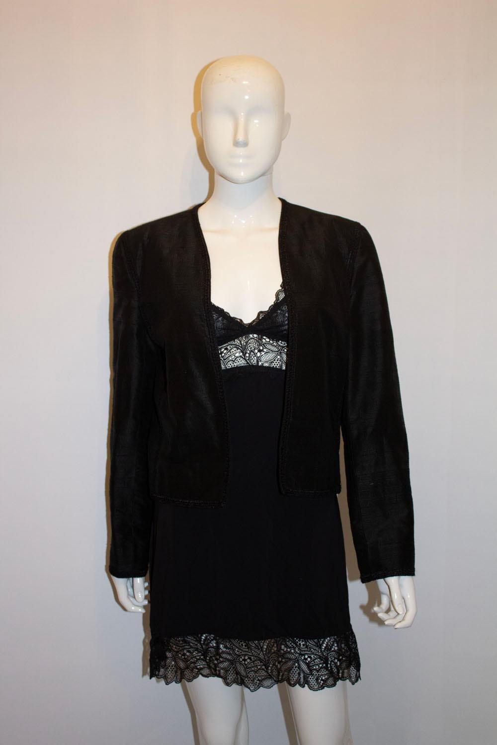 Vintage Vogue Paris Original Black Silk Evening Jacket