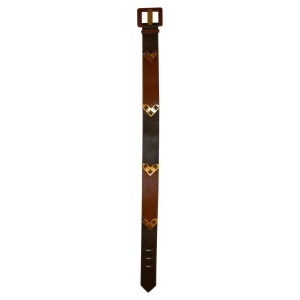 Vintage Yves Saint Laurent Olive and Brown Leather Belt