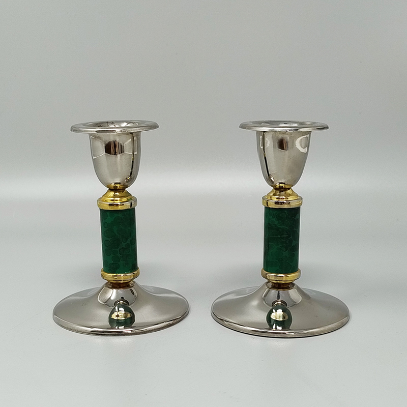 1960s Gorgeous Pair of Green Candle Holders. Made in France